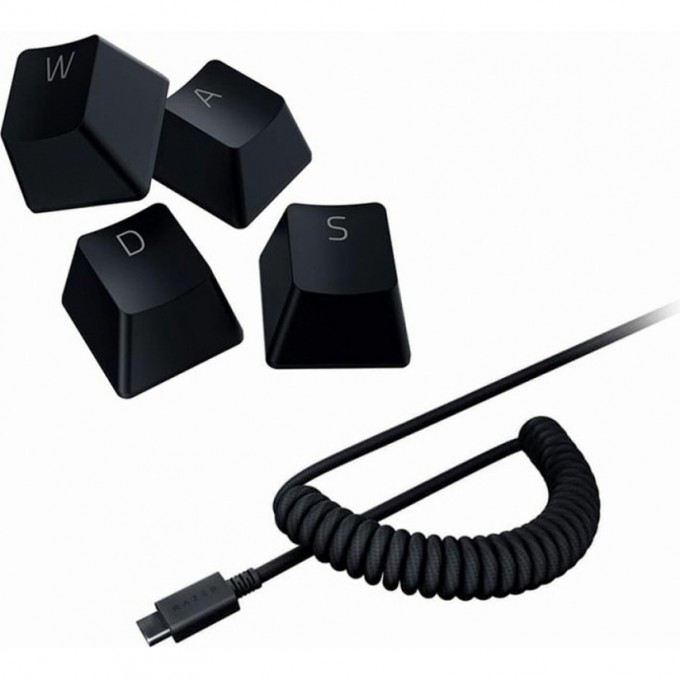 Колпачки и кабель клавиатуры RAZER PBT Keycap + Coiled Cable Upgrade Set, Classic Black (US/UK) RC21-01490800-R3M1
