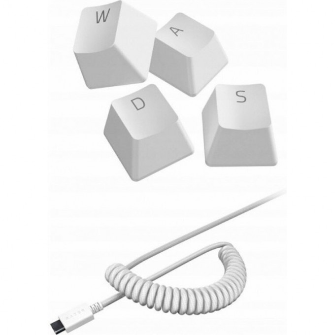 Колпачки и кабель клавиатуры Razer PBT Keycap + Coiled Cable Upgrade Set, Mercury White (US/UK) RC21-01490900-R3M1